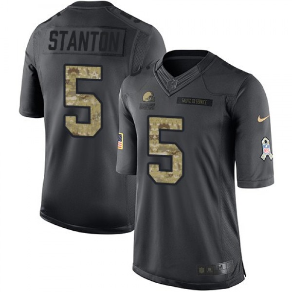 Nike Browns #5 Drew Stanton Black Men's Stitched NFL Limited 2016 Salute to Service Jersey