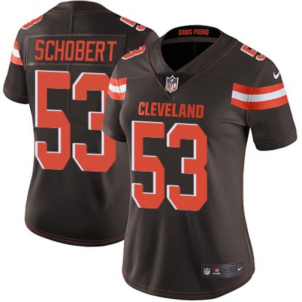 Women's Browns #53 Joe Schobert Brown Team Color Stitched NFL Vapor Untouchable Limited Jersey