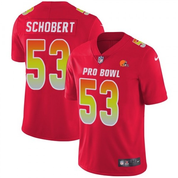 Nike Browns #53 Joe Schobert Red Men's Stitched NFL Limited AFC 2018 Pro Bowl Jersey