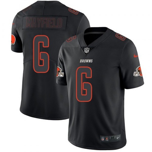 Nike Browns #6 Baker Mayfield Black Men's Stitched NFL Limited Rush Impact Jersey