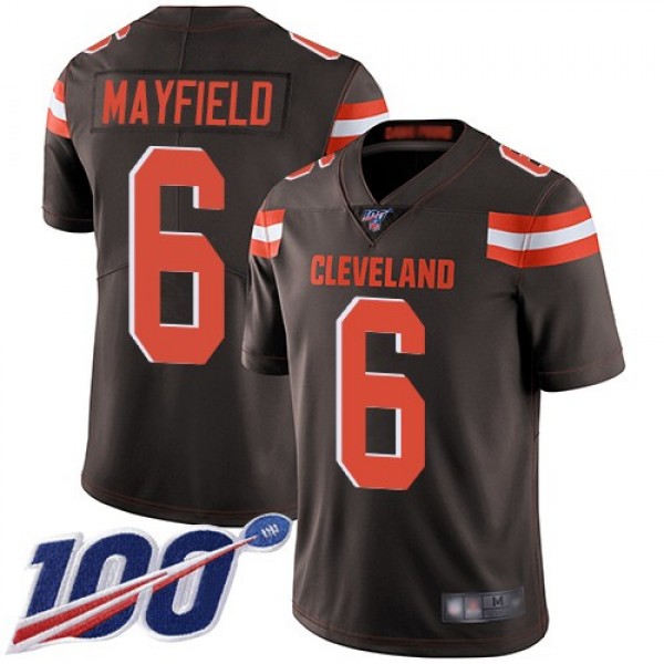 Nike Browns #6 Baker Mayfield Brown Team Color Men's Stitched NFL 100th Season Vapor Limited Jersey