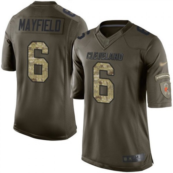 Nike Browns #6 Baker Mayfield Green Men's Stitched NFL Limited 2015 Salute to Service Jersey