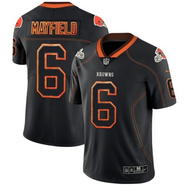 Nike Browns #6 Baker Mayfield Lights Out Black Men's Stitched NFL Limited Rush Jersey