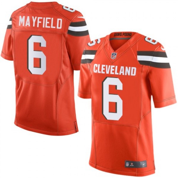 Nike Browns #6 Baker Mayfield Orange Alternate Men's Stitched NFL Elite Jersey