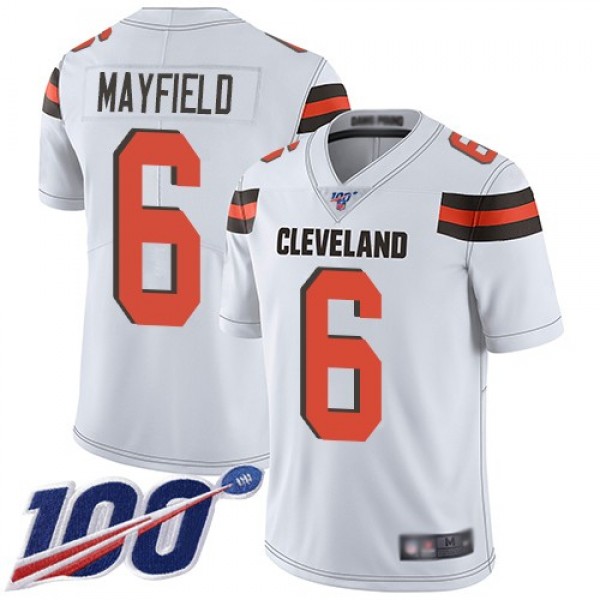 Nike Browns #6 Baker Mayfield White Men's Stitched NFL 100th Season Vapor Limited Jersey