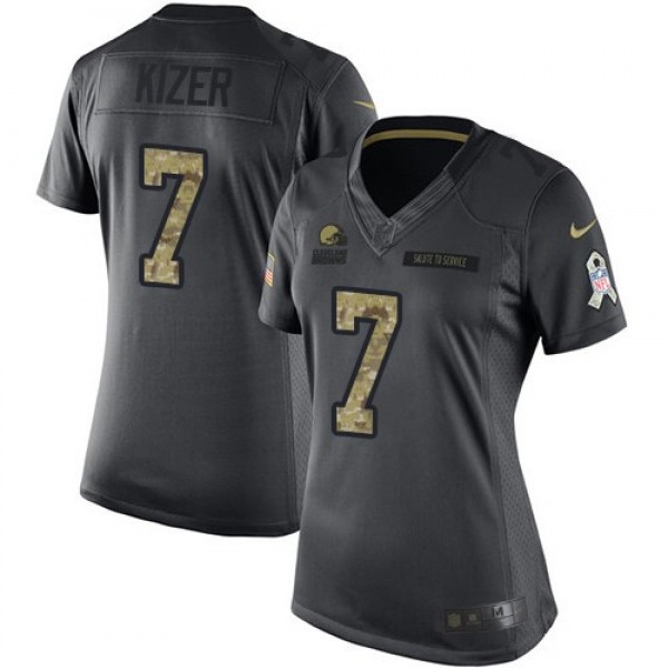 Women's Browns #7 DeShone Kizer Black Stitched NFL Limited 2016 Salute to Service Jersey