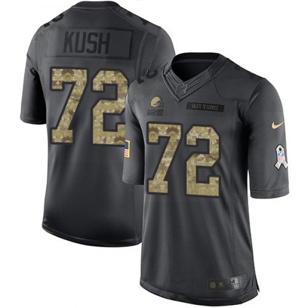 Nike Browns #72 Eric Kush Black Men's Stitched NFL Limited 2016 Salute to Service Jersey