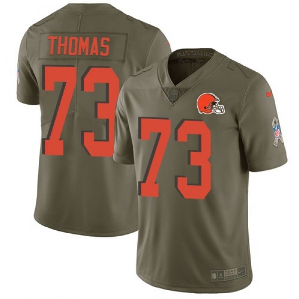 Nike Browns #73 Joe Thomas Olive Men's Stitched NFL Limited 2017 Salute To Service Jersey