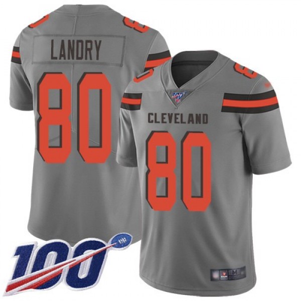 Nike Browns #80 Jarvis Landry Gray Men's Stitched NFL Limited Inverted Legend 100th Season Jersey