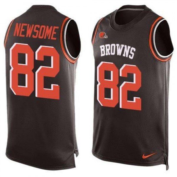 Nike Browns #82 Ozzie Newsome Brown Team Color Men's Stitched NFL Limited Tank Top Jersey