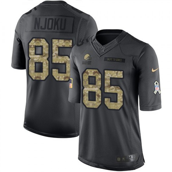 Nike Browns #85 David Njoku Black Men's Stitched NFL Limited 2016 Salute to Service Jersey