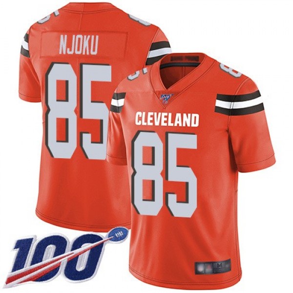 Nike Browns #85 David Njoku Orange Alternate Men's Stitched NFL 100th Season Vapor Limited Jersey