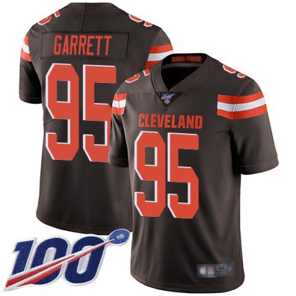 Nike Browns #95 Myles Garrett Brown Team Color Men's Stitched NFL 100th Season Vapor Limited Jersey