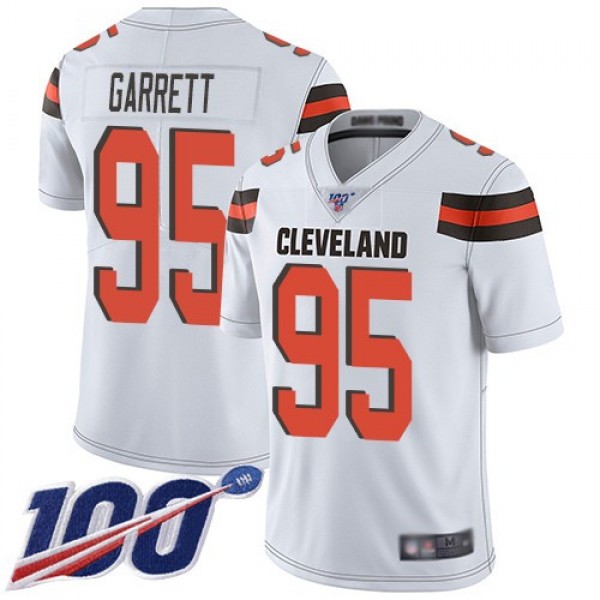 Nike Browns #95 Myles Garrett White Men's Stitched NFL 100th Season Vapor Limited Jersey