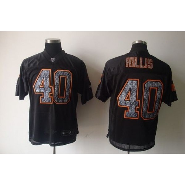 Sideline Black United Browns #40 Peyton Hillis Black Stitched NFL Jersey
