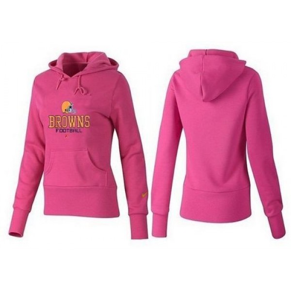 Women's Cleveland Browns Authentic Logo Pullover Hoodie Pink Jersey