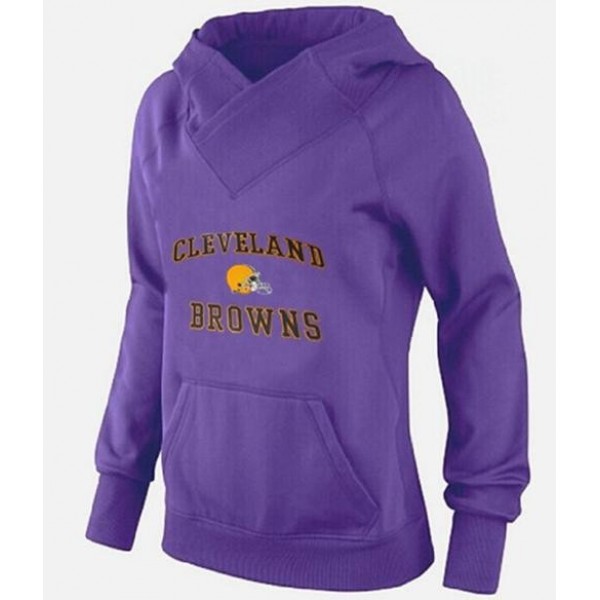 Women's Cleveland Browns Heart Soul Pullover Hoodie Purple Jersey