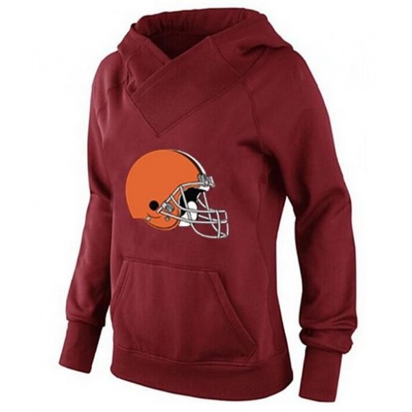 Women's Cleveland Browns Logo Pullover Hoodie Red Jersey