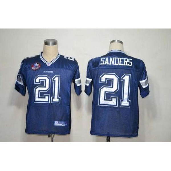 Cowboys #21 Deion Sanders Blue Team Color Stitched NFL Jersey