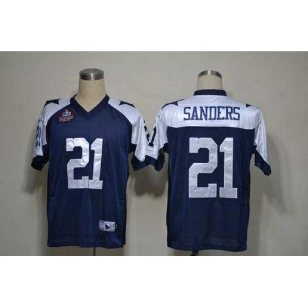 Cowboys #21 Deion Sanders Blue Thanksgiving Stitched NFL Jersey