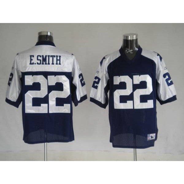 Cowboys #22 Emmitt Smith Blue Thanksgiving Stitched Throwback NFL Jersey