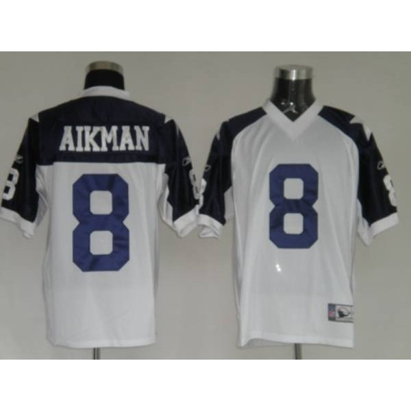Cowboys #8 Troy Aikman White Thanksgiving Stitched Throwback NFL Jersey