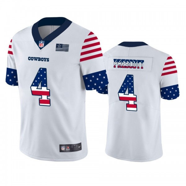 Dallas Cowboys #4 Dak Prescott White Men's Nike Team Logo USA Flag Vapor Untouchable Limited NFL Jersey