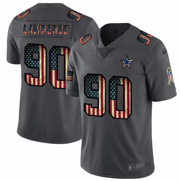 Dallas Cowboys #90 Demarcus Lawrence Nike 2018 Salute to Service Retro USA Flag Limited NFL Jersey