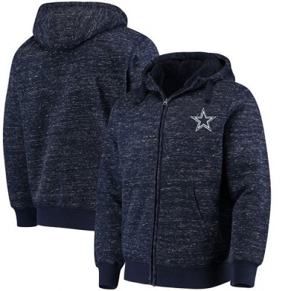 Men's Dallas Cowboys G-III Sports by Carl Banks Discovery Sherpa Heathered Navy Full-Zip Jacket