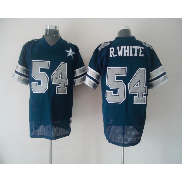 Mitchell & Ness Cowboys #54 Randy White Blue With 25th Patch Stitched Throwback NFL Jersey