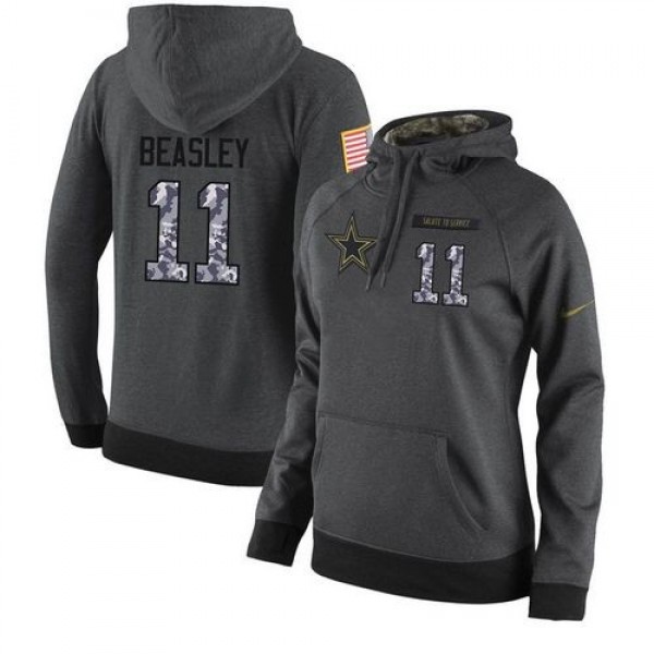 Women's NFL Dallas Cowboys #11 Cole Beasley Stitched Black Anthracite Salute to Service Player Hoodie Jersey