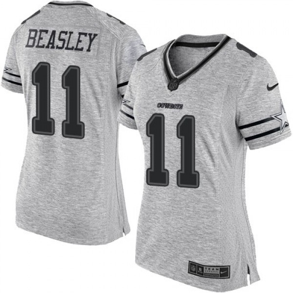 Women's Cowboys #11 Cole Beasley Gray Stitched NFL Limited Gridiron Gray II Jersey
