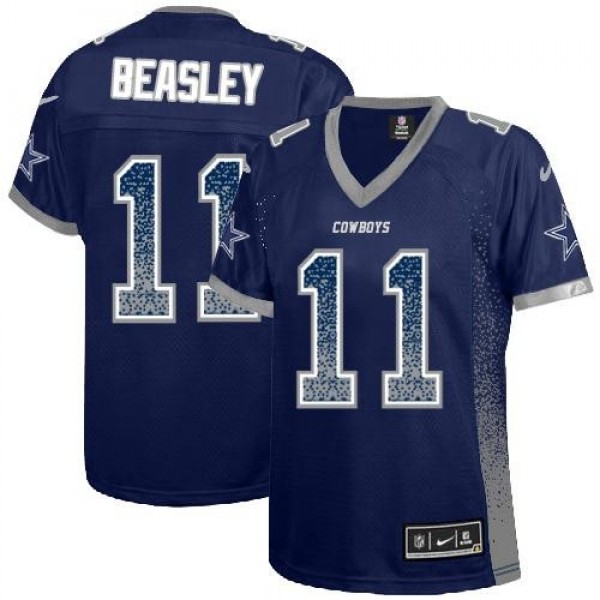 Women's Cowboys #11 Cole Beasley Navy Blue Team Color Stitched NFL Elite Drift Jersey