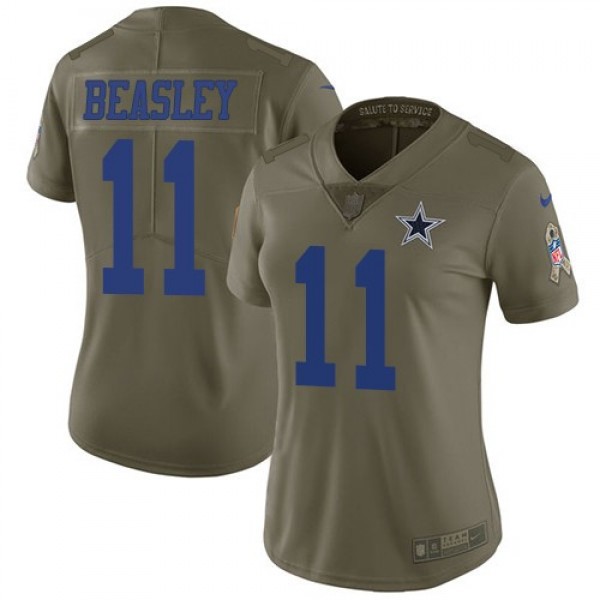 Women's Cowboys #11 Cole Beasley Olive Stitched NFL Limited 2017 Salute to Service Jersey