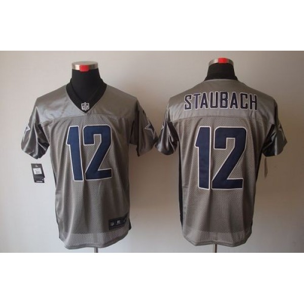 Nike Cowboys #12 Roger Staubach Grey Shadow Men's Stitched NFL Elite Jersey
