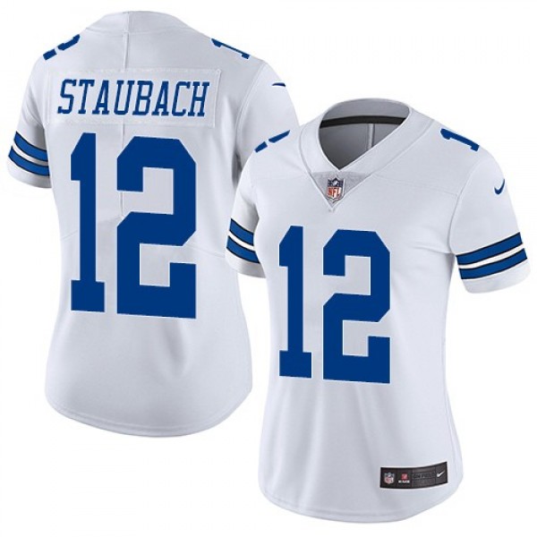 Women's Cowboys #12 Roger Staubach White Stitched NFL Vapor Untouchable Limited Jersey