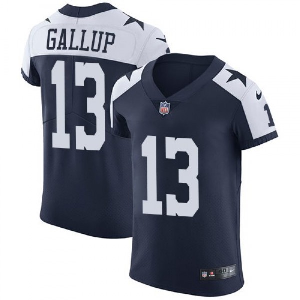 Nike Cowboys #13 Michael Gallup Navy Blue Thanksgiving Men's Stitched NFL Vapor Untouchable Throwback Elite Jersey