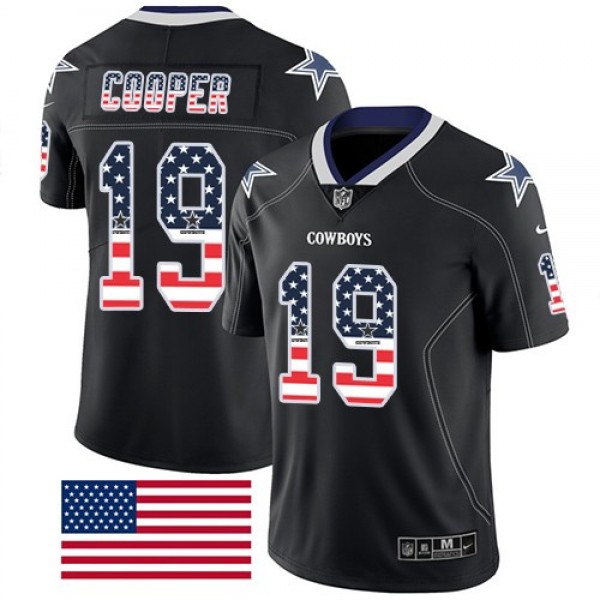 Nike Cowboys #19 Amari Cooper Black Men's Stitched NFL Limited Rush USA Flag Jersey
