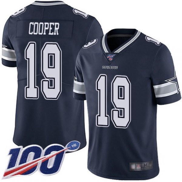Nike Cowboys #19 Amari Cooper Navy Blue Team Color Men's Stitched NFL 100th Season Vapor Limited Jersey