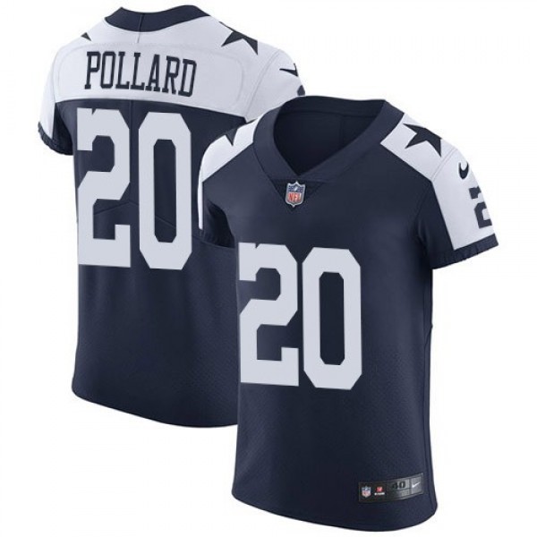 Nike Cowboys #20 Tony Pollard Navy Blue Thanksgiving Men's Stitched NFL Vapor Untouchable Throwback Elite Jersey