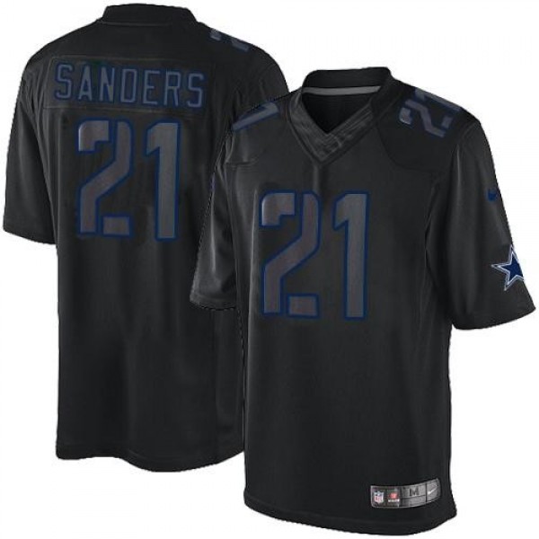 Nike Cowboys #21 Deion Sanders Black Men's Stitched NFL Impact Limited Jersey