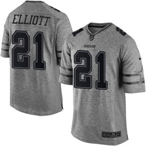 Nike Cowboys #21 Ezekiel Elliott Gray Men's Stitched NFL Limited Gridiron Gray Jersey