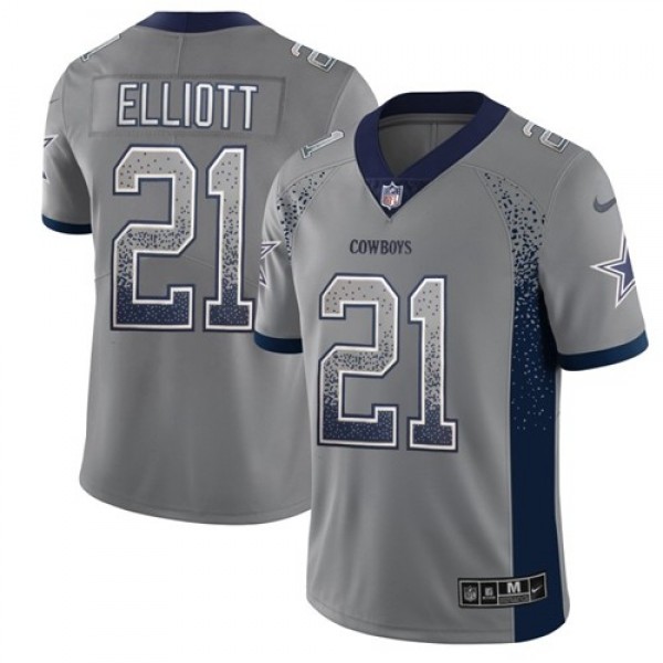 Nike Cowboys #21 Ezekiel Elliott Gray Men's Stitched NFL Limited Rush Drift Fashion Jersey