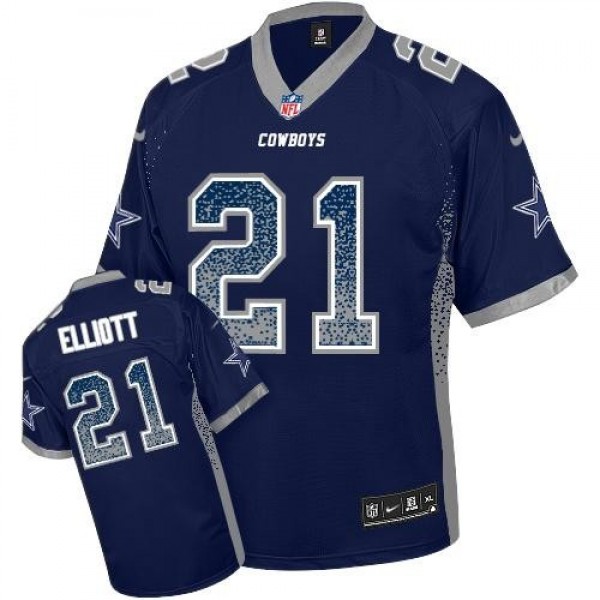 Nike Cowboys #21 Ezekiel Elliott Navy Blue Team Color Men's Stitched NFL Elite Drift Fashion Jersey