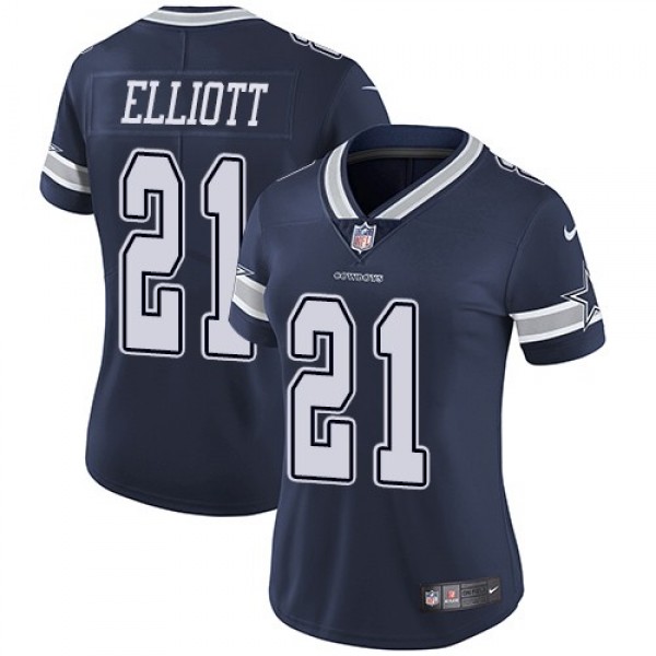 Women's Cowboys #21 Ezekiel Elliott Navy Blue Team Color Stitched NFL Vapor Untouchable Limited Jersey