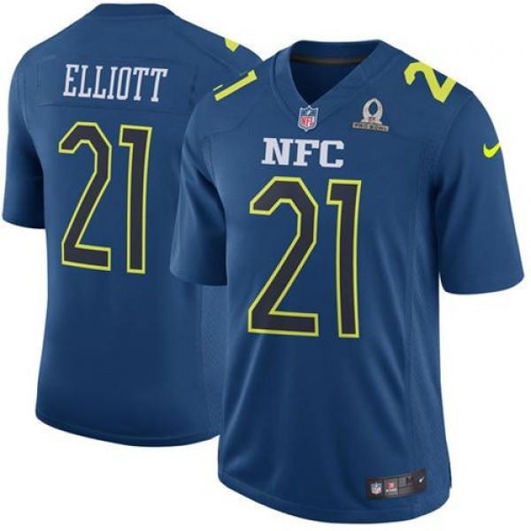 Nike Cowboys #21 Ezekiel Elliott Navy Men's Stitched NFL Game NFC 2017 Pro Bowl Jersey