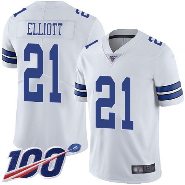 Nike Cowboys #21 Ezekiel Elliott White Men's Stitched NFL 100th Season Vapor Limited Jersey