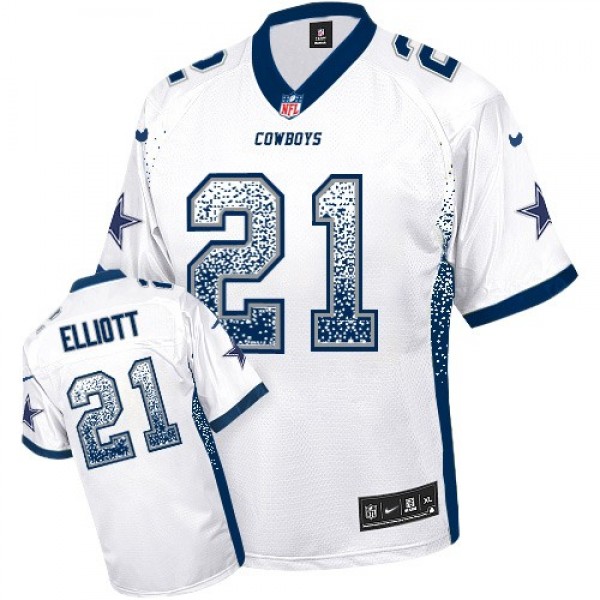 Nike Cowboys #21 Ezekiel Elliott White Men's Stitched NFL Elite Drift Fashion Jersey