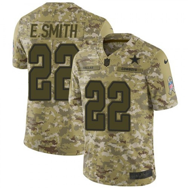 Nike Cowboys #22 Emmitt Smith Camo Men's Stitched NFL Limited 2018 Salute To Service Jersey