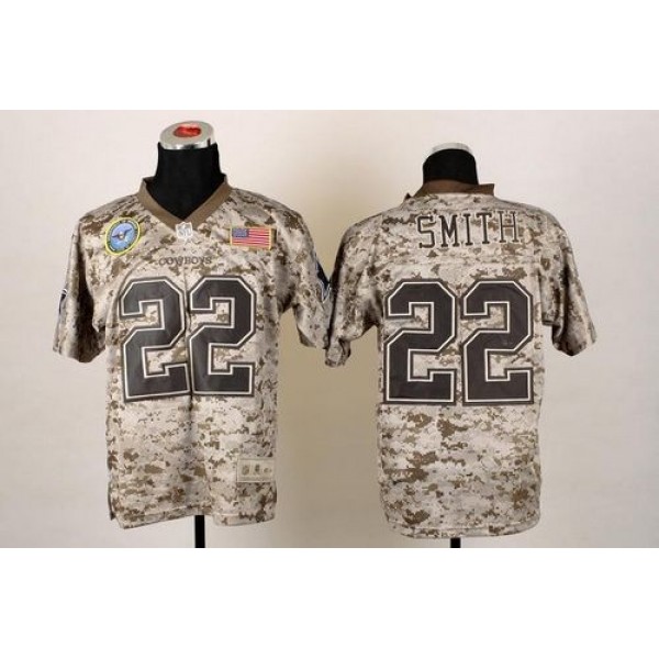 Nike Cowboys #22 Emmitt Smith Camo Men's Stitched NFL New Elite USMC Jersey